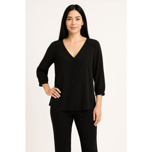 Women's 89th + Madison Black V-Neck Blouse L